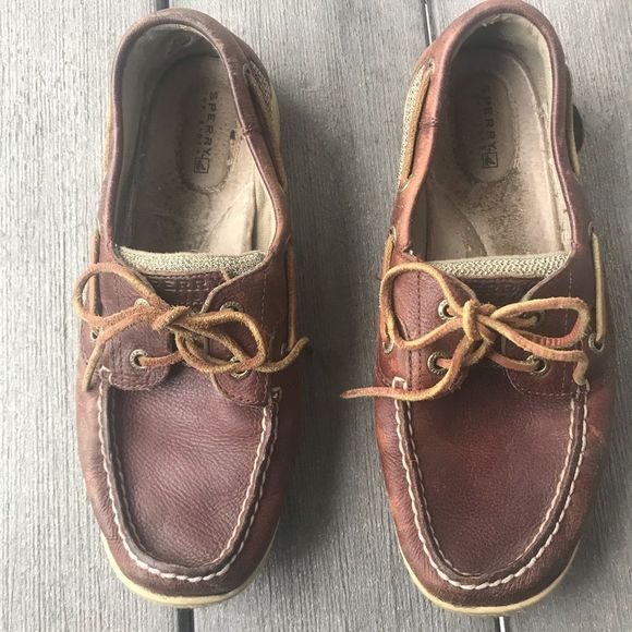 Sperry Topsider Dark Brown Leather Boat Shoes - Picture 3 of 9